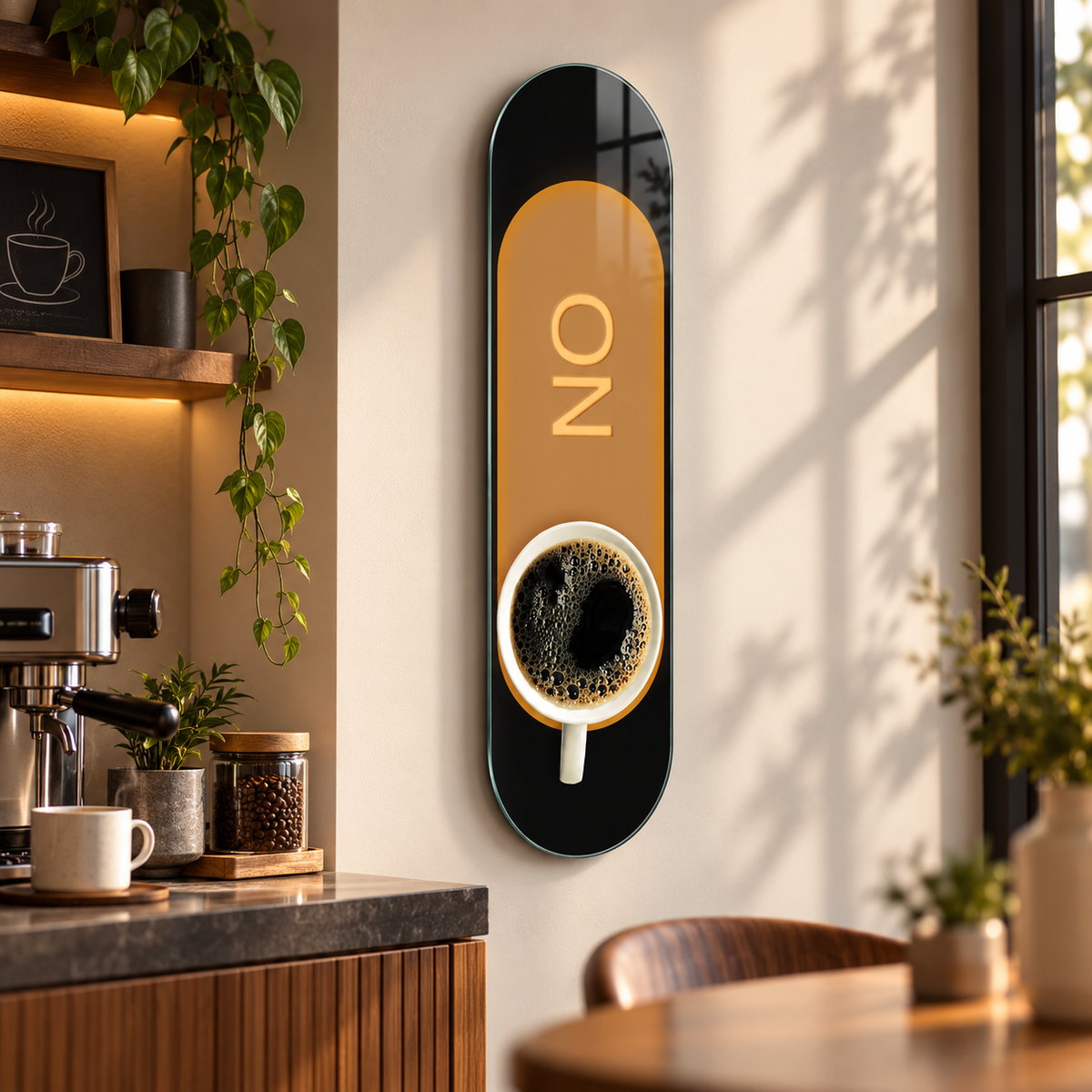 ON kahve temalı Skate Board cam tablo - premium kahve köşesi