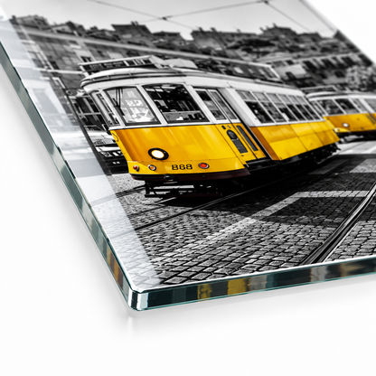 CAMDEKO 4 mm Ultra Clear temperli cam rodajlı kenar sarı tramvay detayı