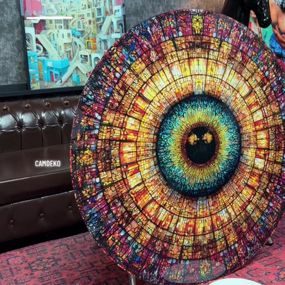 Vitray Desen Göz Bebeği Yuvarlak Cam Tablo