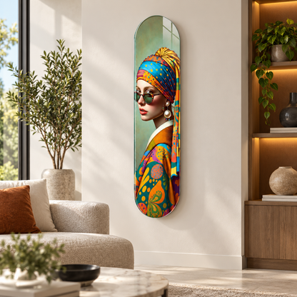 Renkli türbanlı kadın portresi Skate Board cam tablo - premium mekan