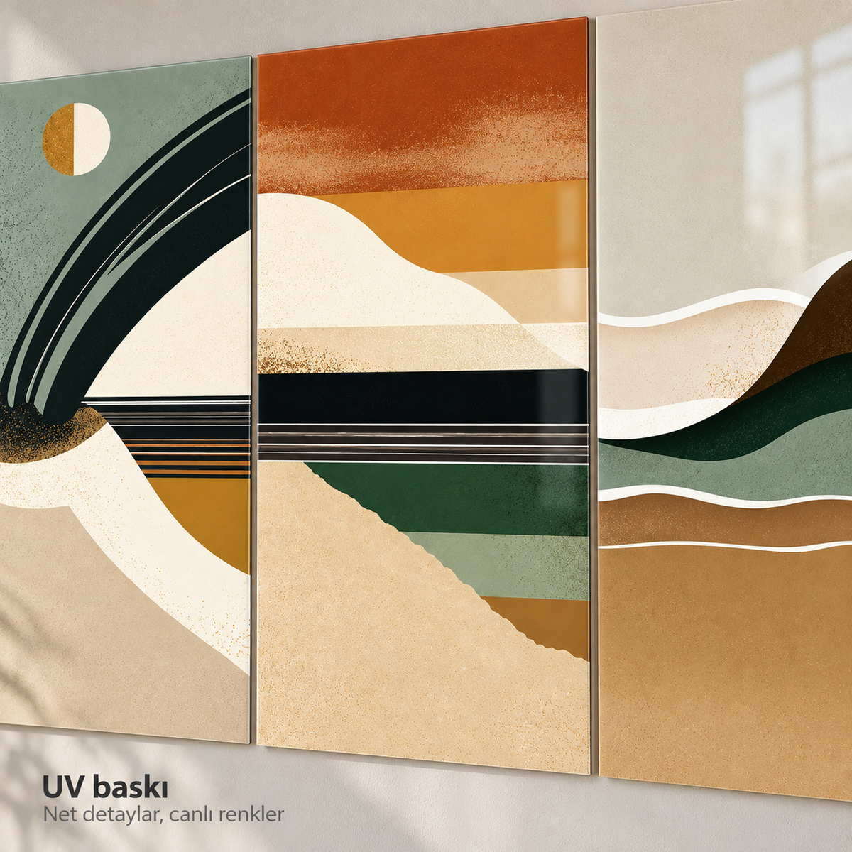 Soyut desenlerde net detaylı UV baskı
