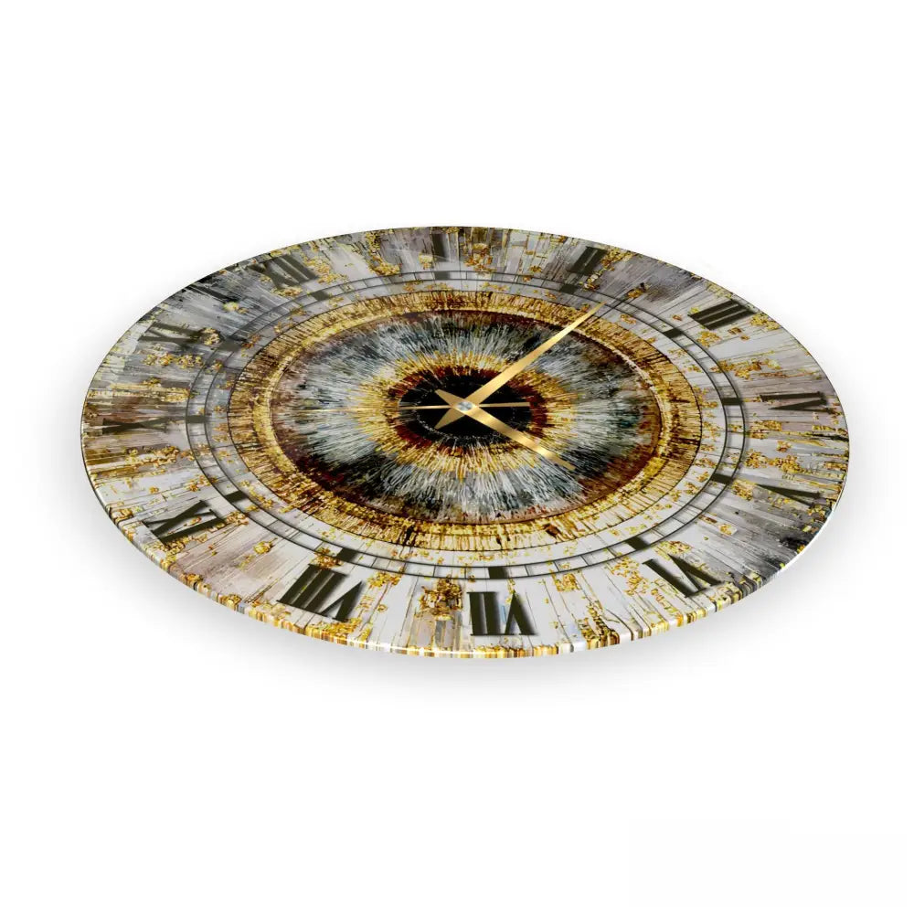 Soyut Gold Mozaik Desen Cam Saat Kırılmaz Cam Saat