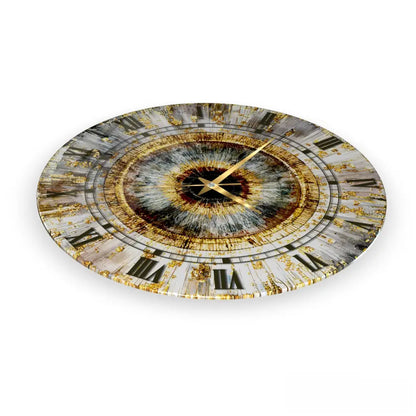 Soyut Gold Mozaik Desen Cam Saat Kırılmaz Cam Saat