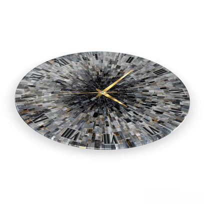 Soyut Gri Mozaik Desen Cam Saat Kırılmaz Cam Saat