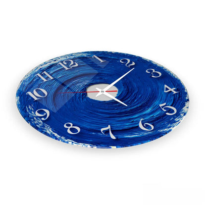 Soyut Mavi Cam Saat Kırılmaz Cam Saat