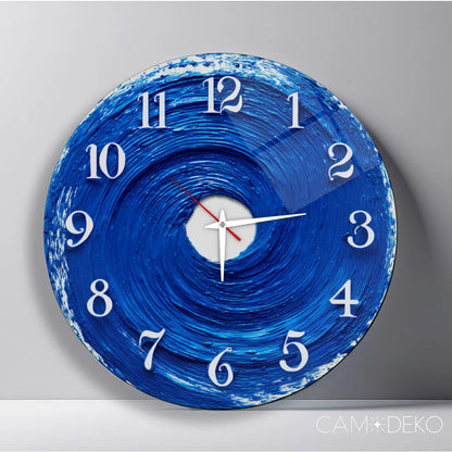 Soyut Mavi Cam Saat Kırılmaz Cam Saat