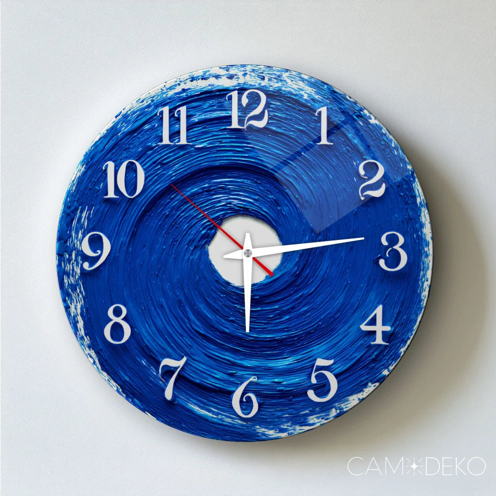 Soyut Mavi Cam Saat Kırılmaz Cam Saat