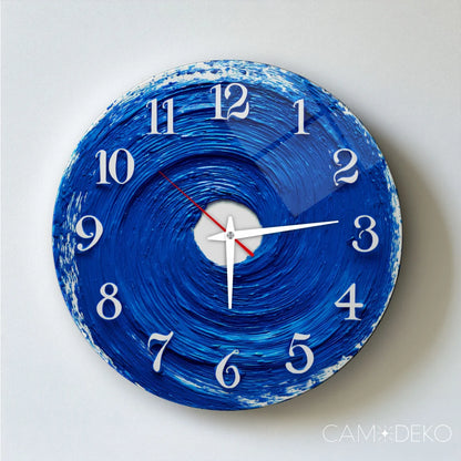 Soyut Mavi Cam Saat Kırılmaz Cam Saat