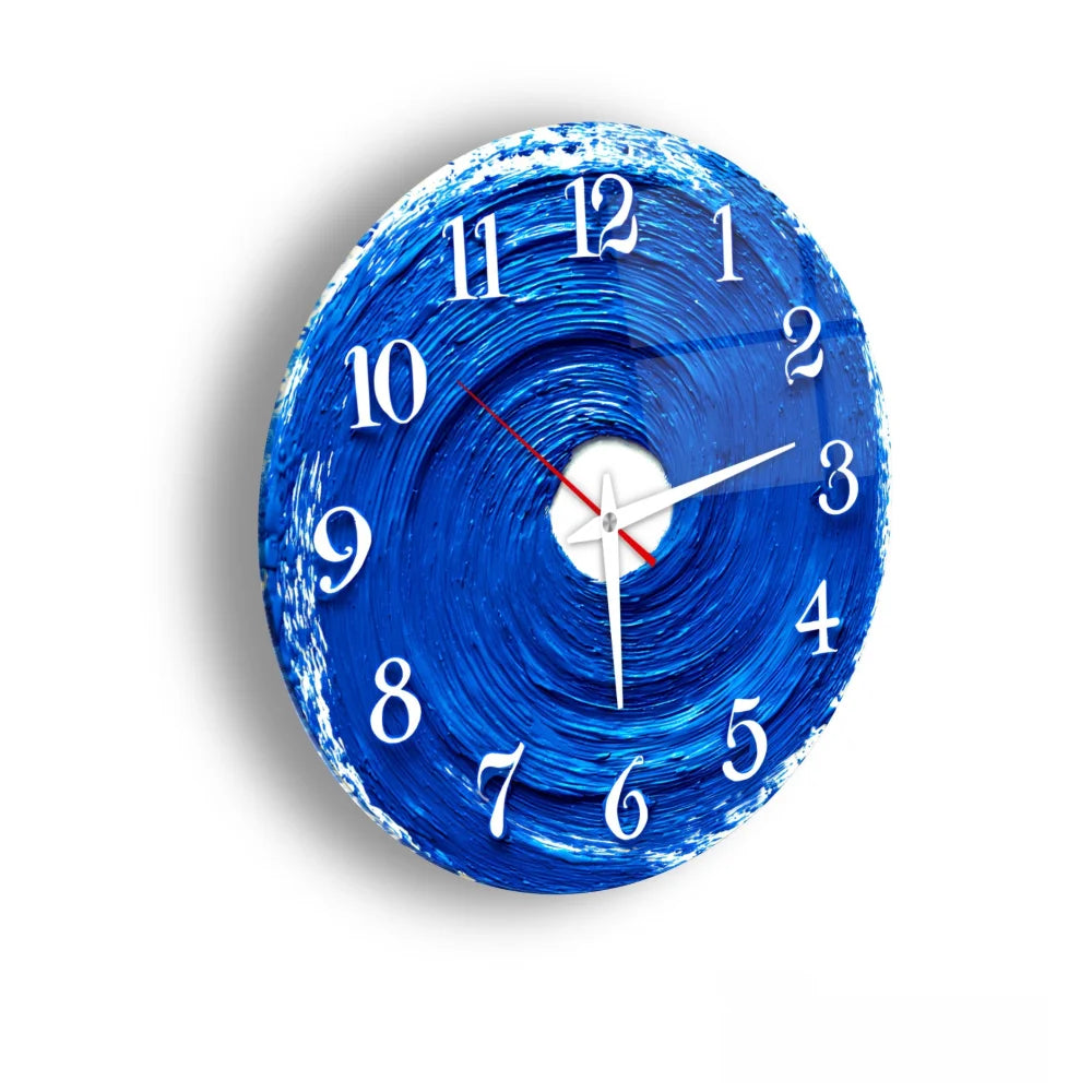 Soyut Mavi Cam Saat Kırılmaz Cam Saat