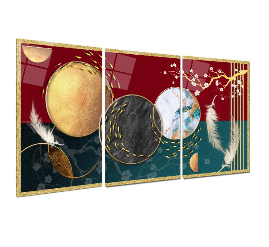 Gold Tema Triple Üçlü Cam Tablo