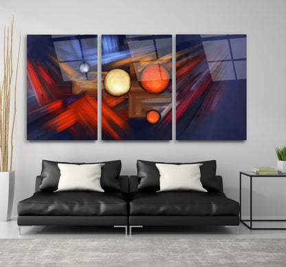 Soyut Desenler Triple Üçlü Cam Tablo