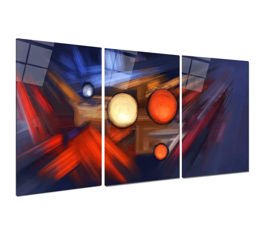 Soyut Desenler Triple Üçlü Cam Tablo