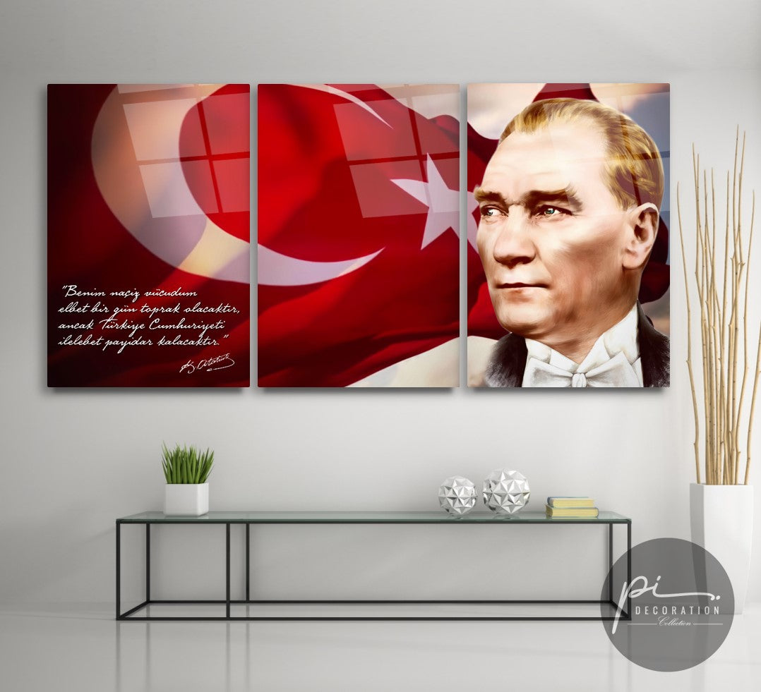 Atatürk Triple Üçlü Cam Tablo