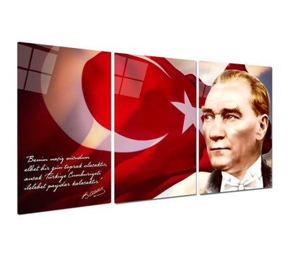 Atatürk Triple Üçlü Cam Tablo