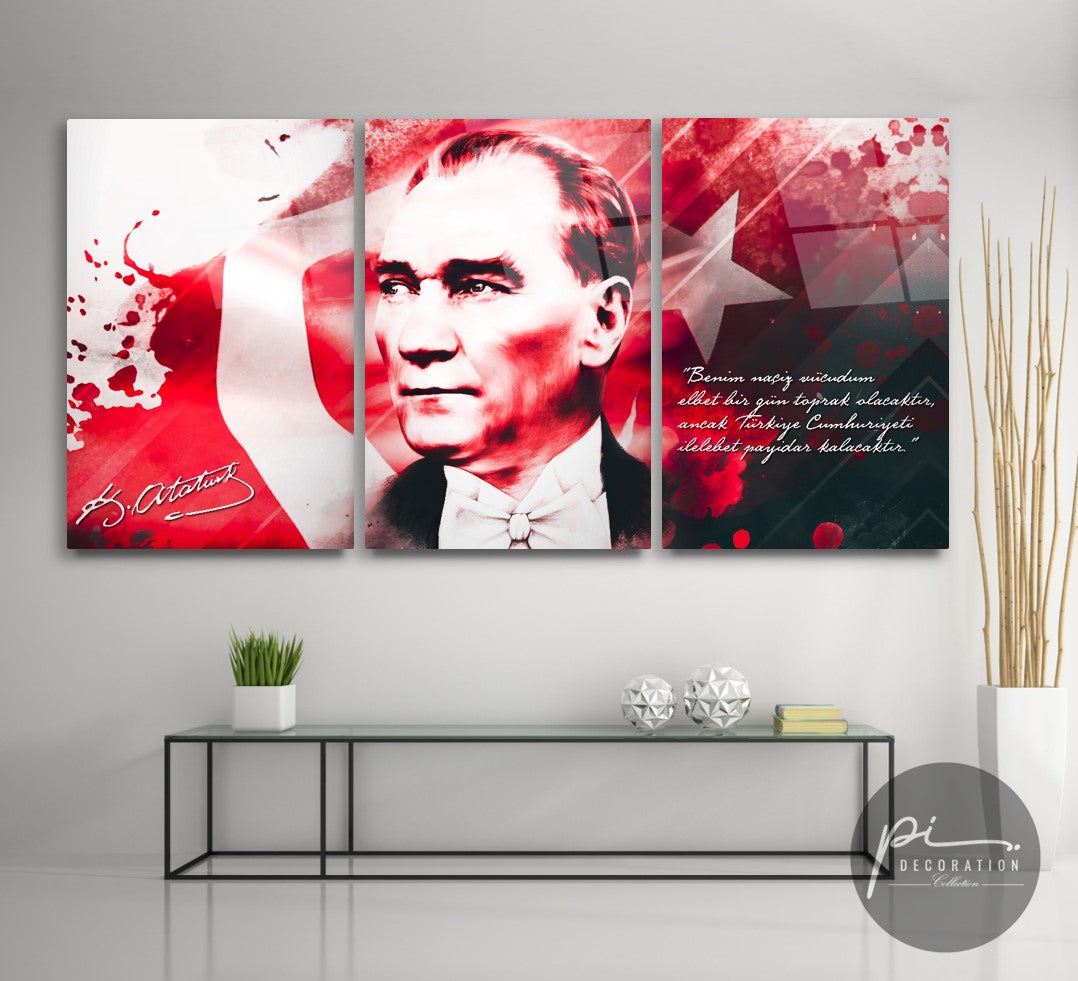 Atatürk Triple Üçlü Cam Tablo