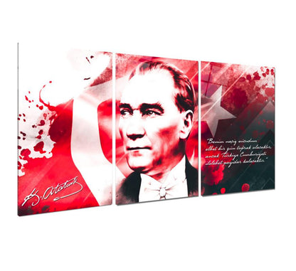 Atatürk Triple Üçlü Cam Tablo