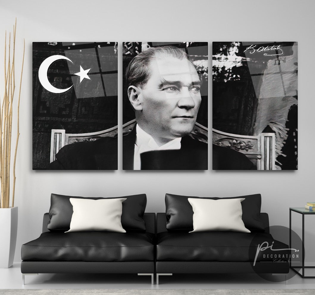 Atatürk Triple Üçlü Cam Tablo