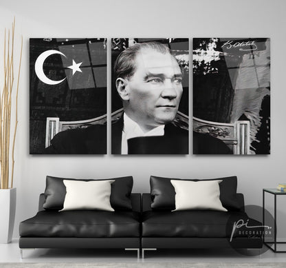 Atatürk Triple Üçlü Cam Tablo