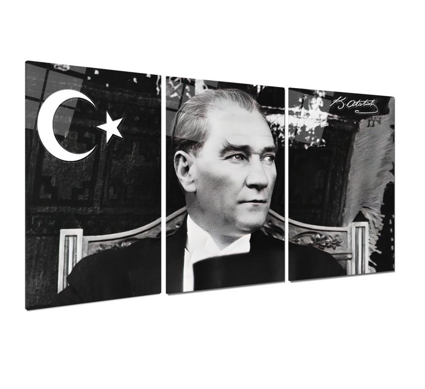 Atatürk Triple Üçlü Cam Tablo