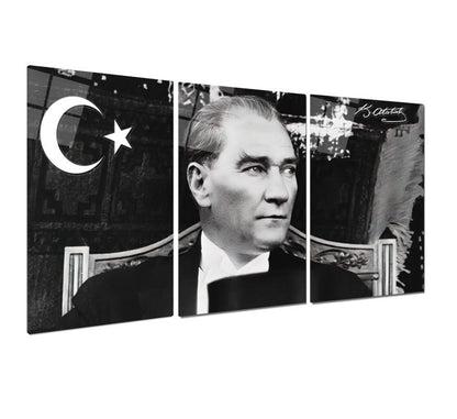 Atatürk Triple Üçlü Cam Tablo