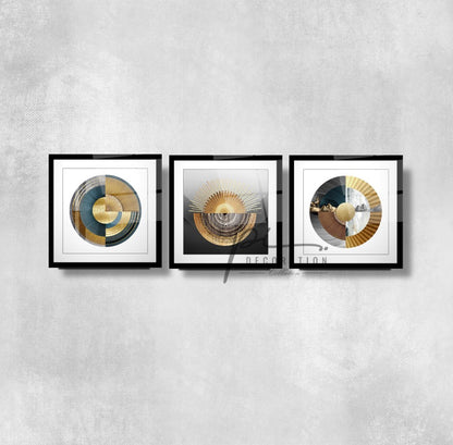 Soyut Desenler Triple Üçlü Cam Tablo