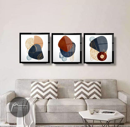 Soyut Desenler Triple Üçlü Cam Tablo