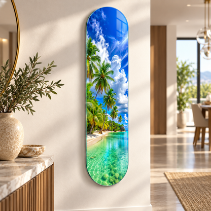 Tropikal sahil Skate Board cam tablo - farklı premium mekan