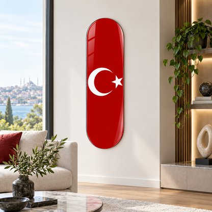 Türk bayrağı Skate Board cam tablo - premium salon