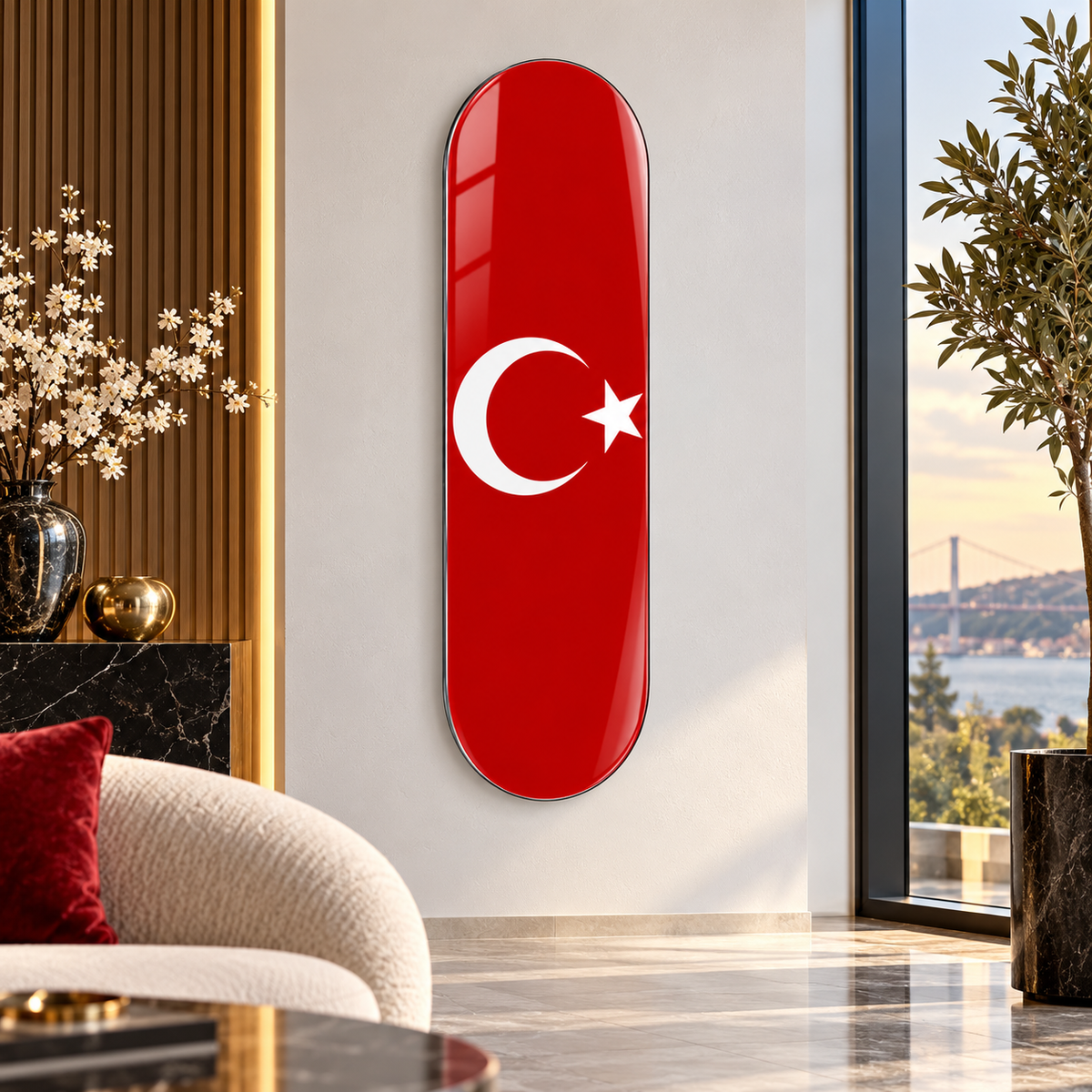 Türk bayrağı Skate Board cam tablo - alternatif premium mekan