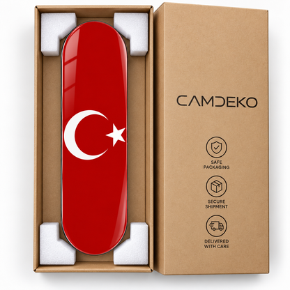 CAMDEKO güvenli paketleme - Türk bayrağı Skate Board cam tablo