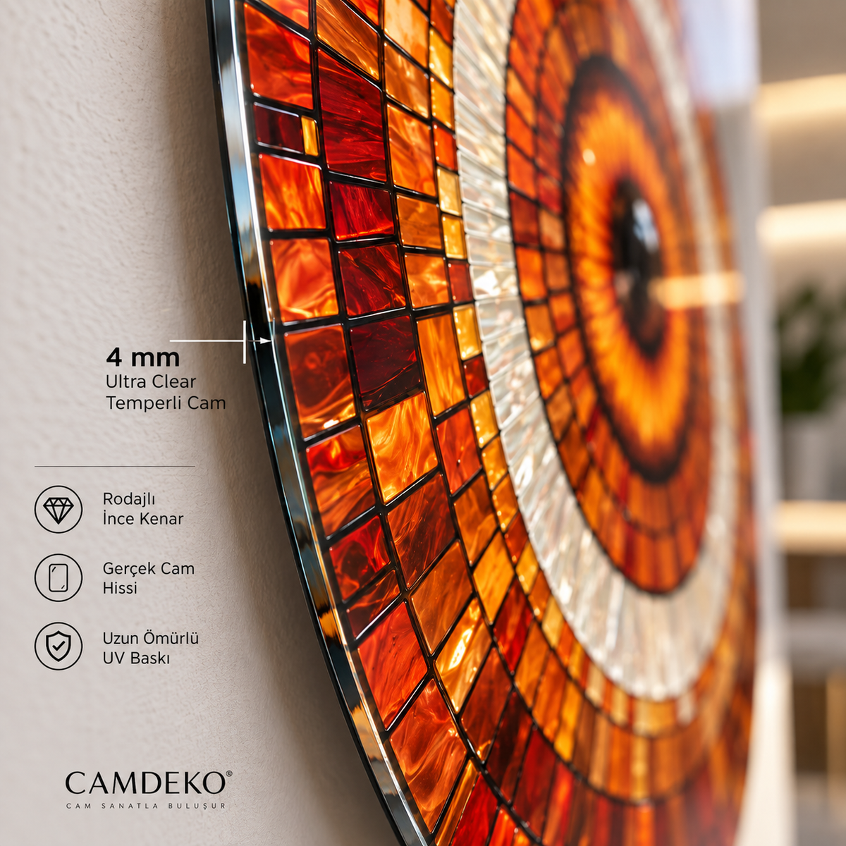 CAMDEKO 4 mm Ultra Clear temperli cam ince kenar detayı