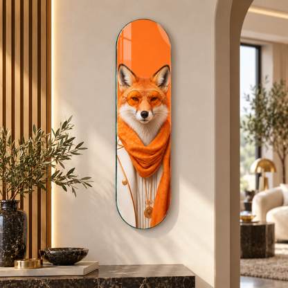 Turuncu şallı gözlüklü tilki Skate Board cam tablo - farklı premium mekan