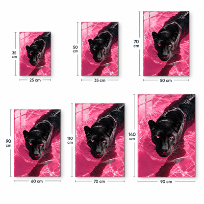 Pembe suda siyah panter dikey cam tablo ölçü seçenekleri