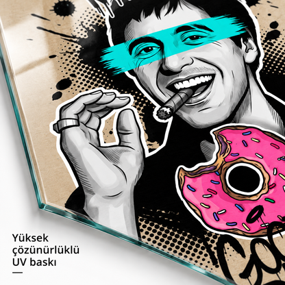 Money Good Day pop art cam tablo yüksek çözünürlüklü UV baskı detayı