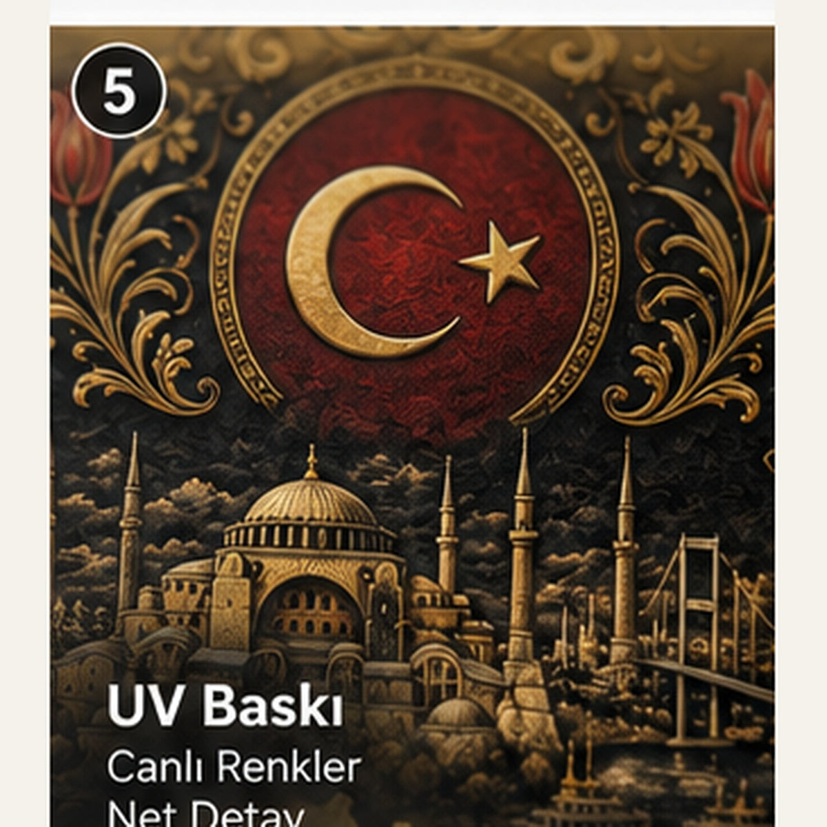 Türkiye temalı cam tablonun UV baskı detayı