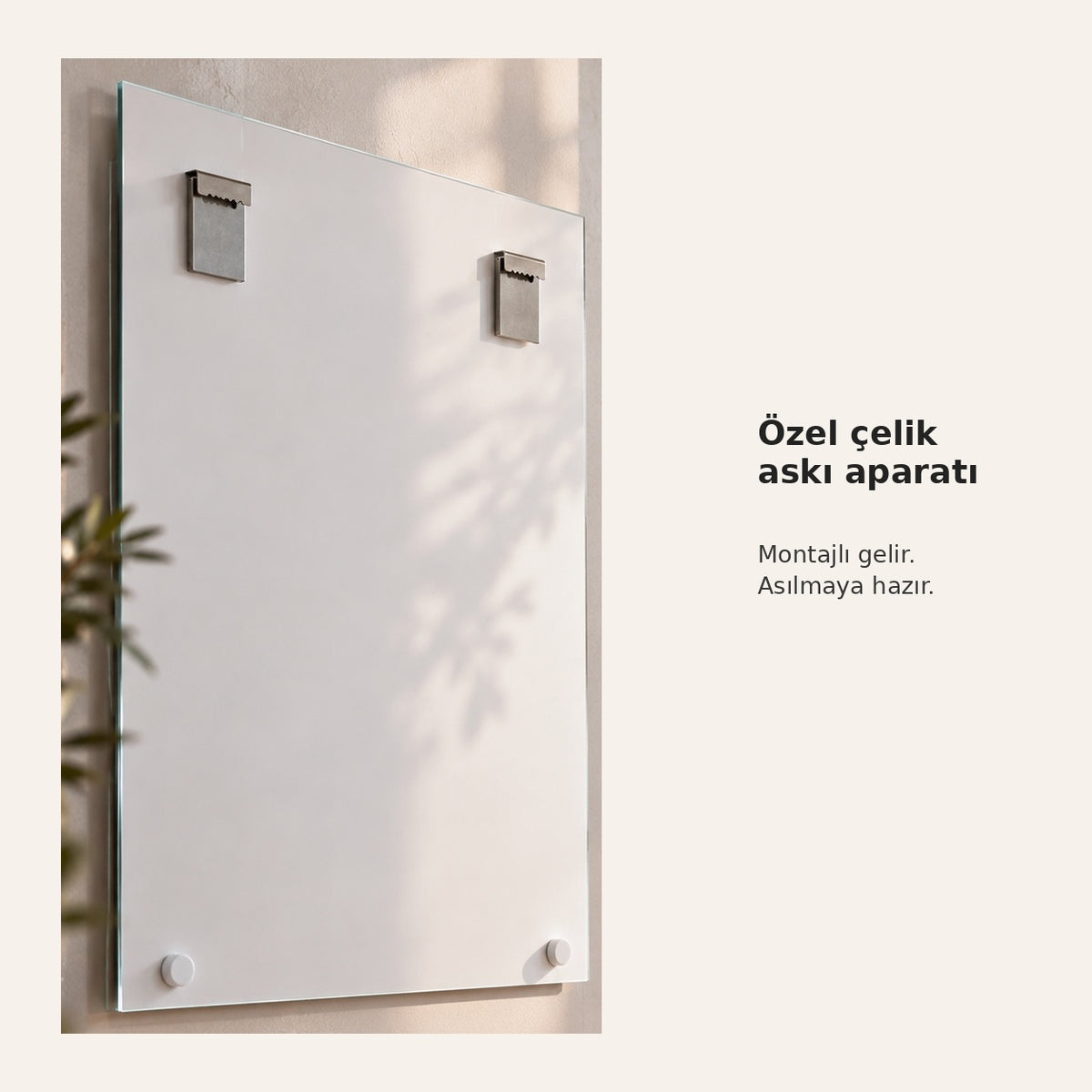 CAMDEKO özel çelik askı aparatı montajlı arka yüz