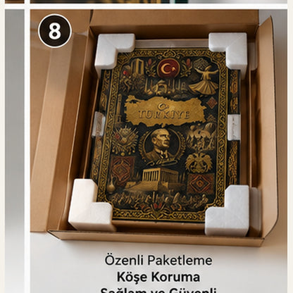Türkiye temalı cam tablonun koruyucu paketlemesi