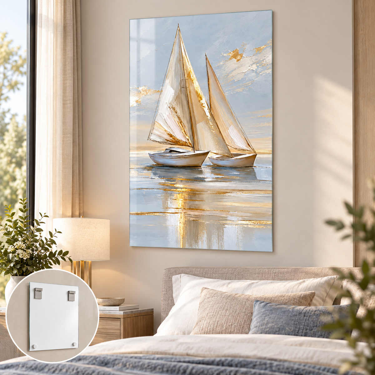 Mavi gold yelkenliler dikey cam tablo alternatif premium mekan