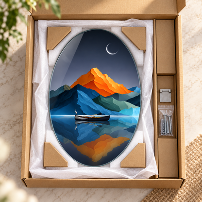 Oval dikey cam tablo özenli paketleme ve köşe koruma