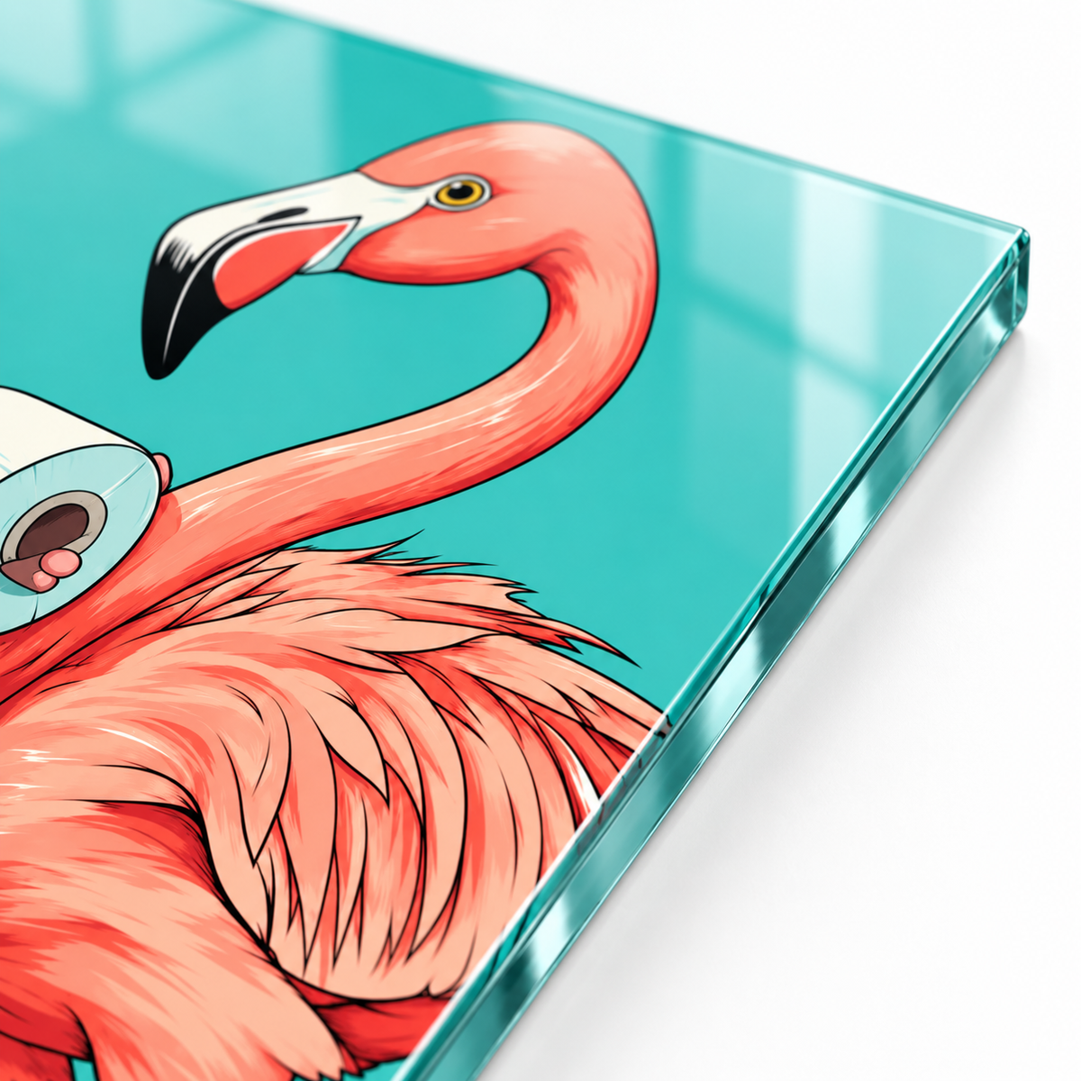 Flamingo tasarımında UV baskı canlı renk ve net detay