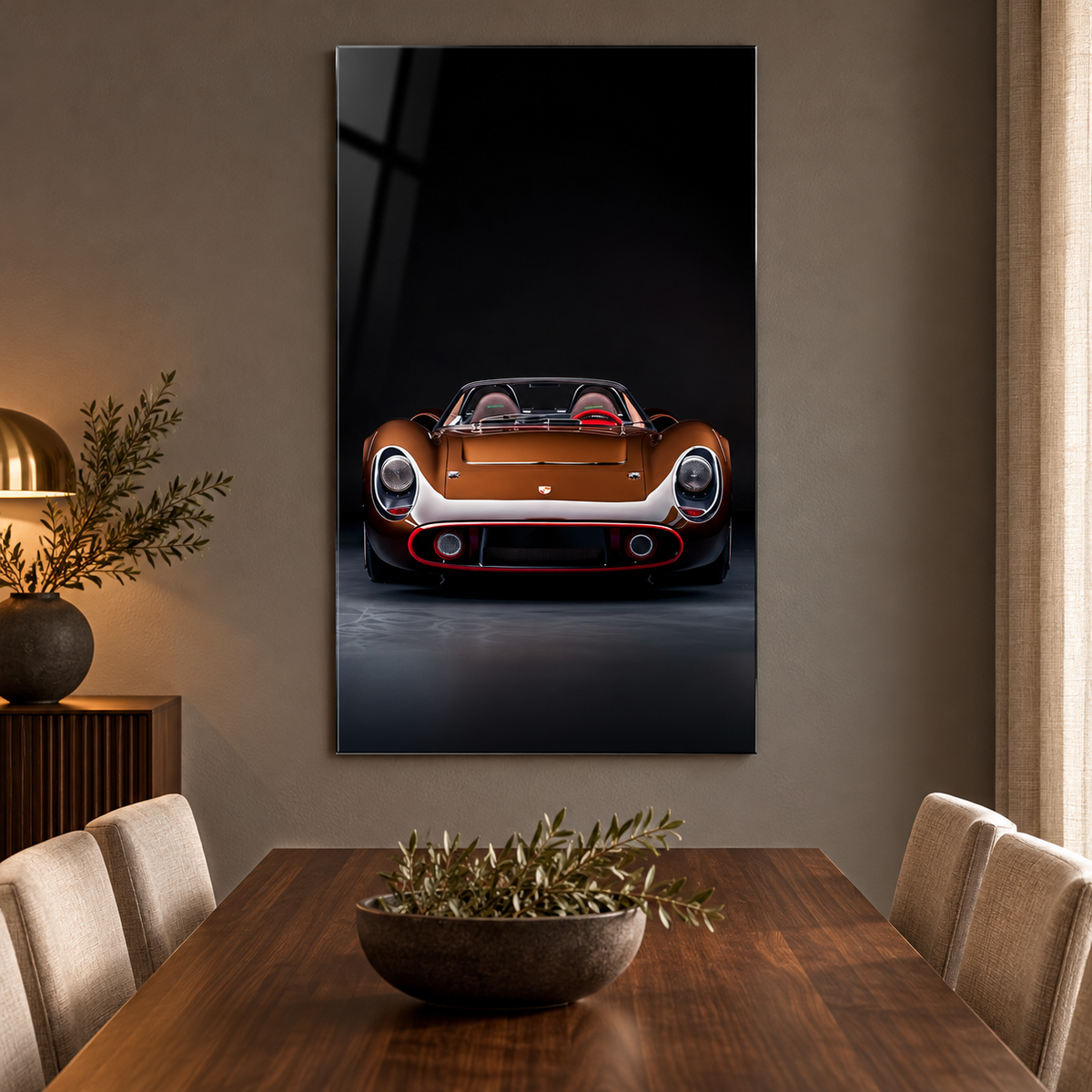 Bronz Porsche Klasik Roadster Dikey Cam Tablo - Yemek odası