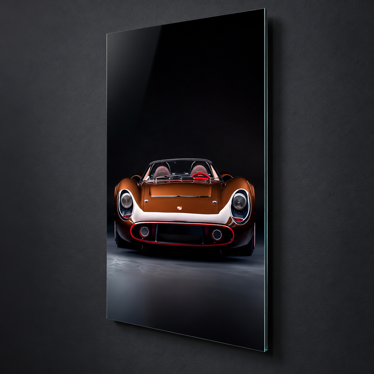 Bronz Porsche Klasik Roadster Dikey Cam Tablo - Duvar mesafesi