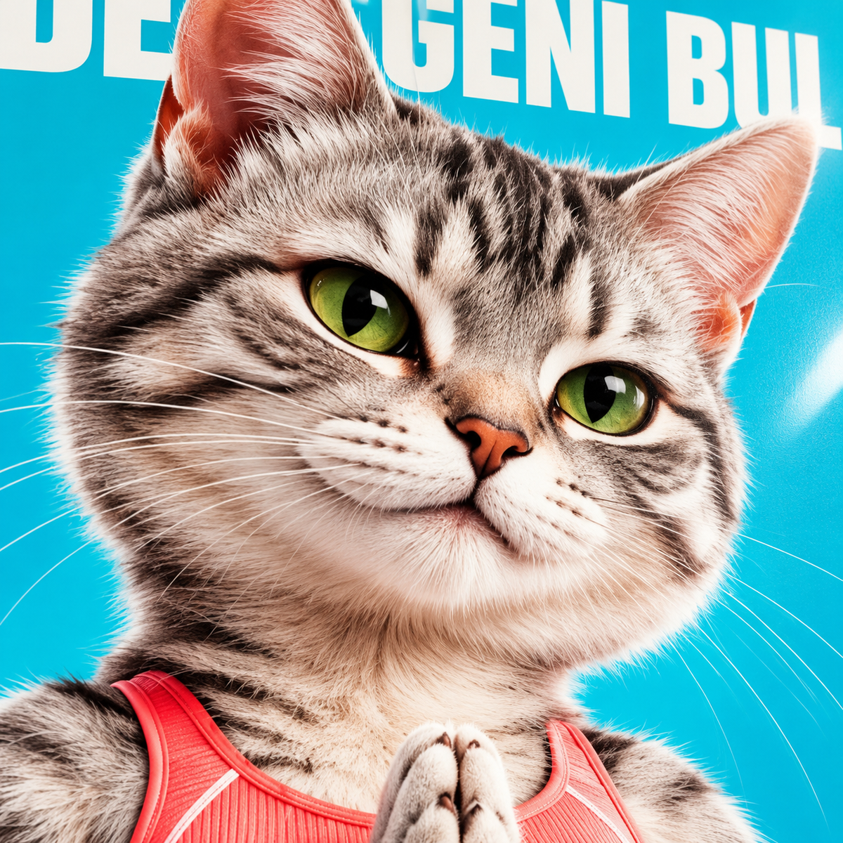 Dengeni Bul Yoga Yapan Kedi Dikey Cam Tablo - UV baskı yakın çekimi