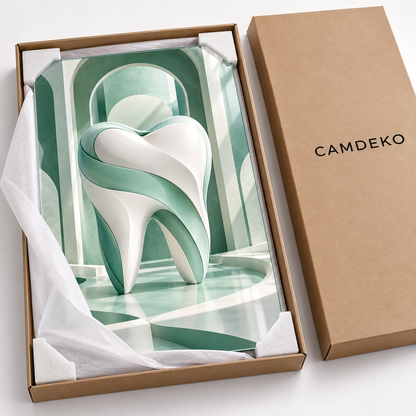 Mint Mimari Diş Dikey Cam Tablo — CAMDEKO koruyucu paketleme