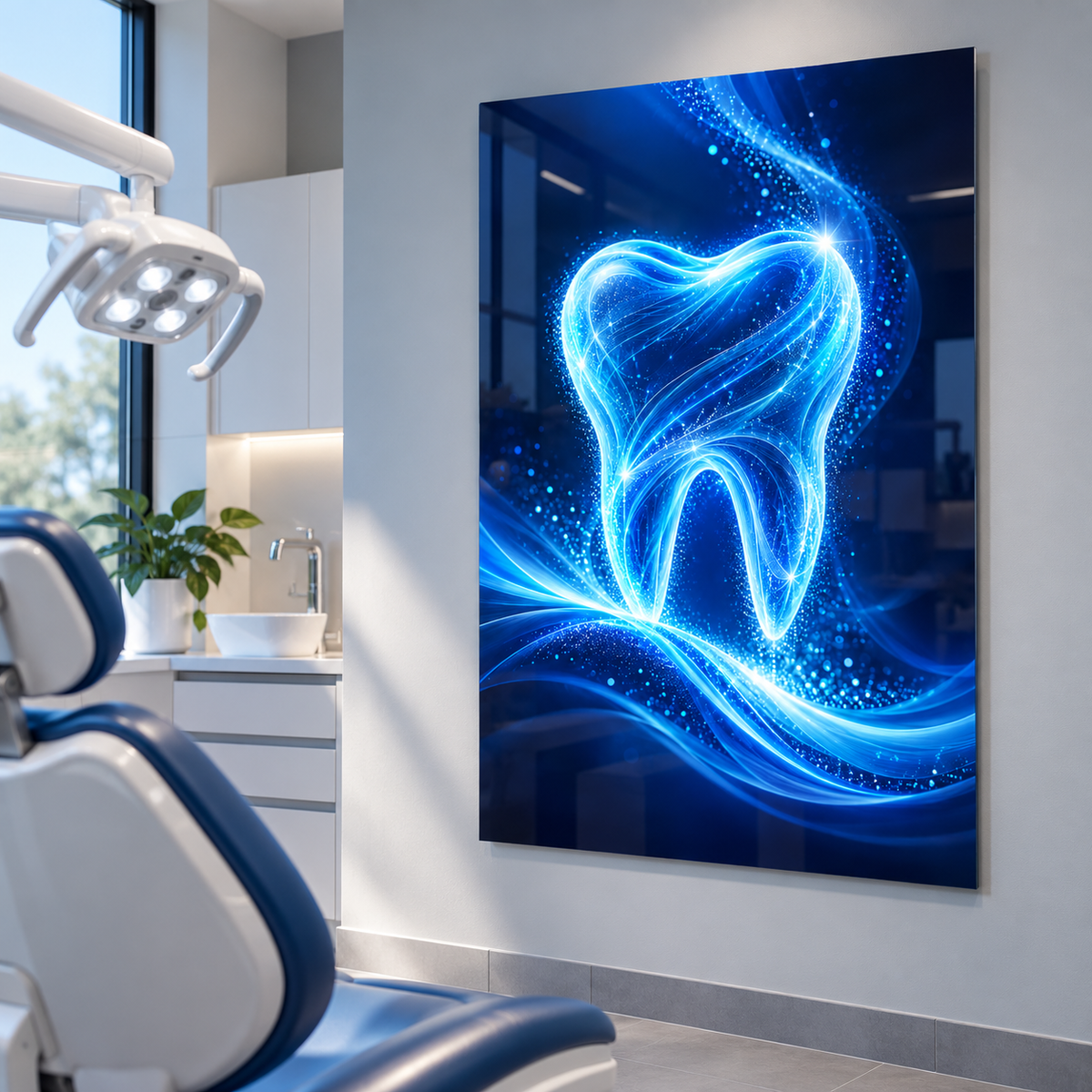 Safir Dijital Diş Dikey Cam Tablo — Diş kliniği muayene odası
