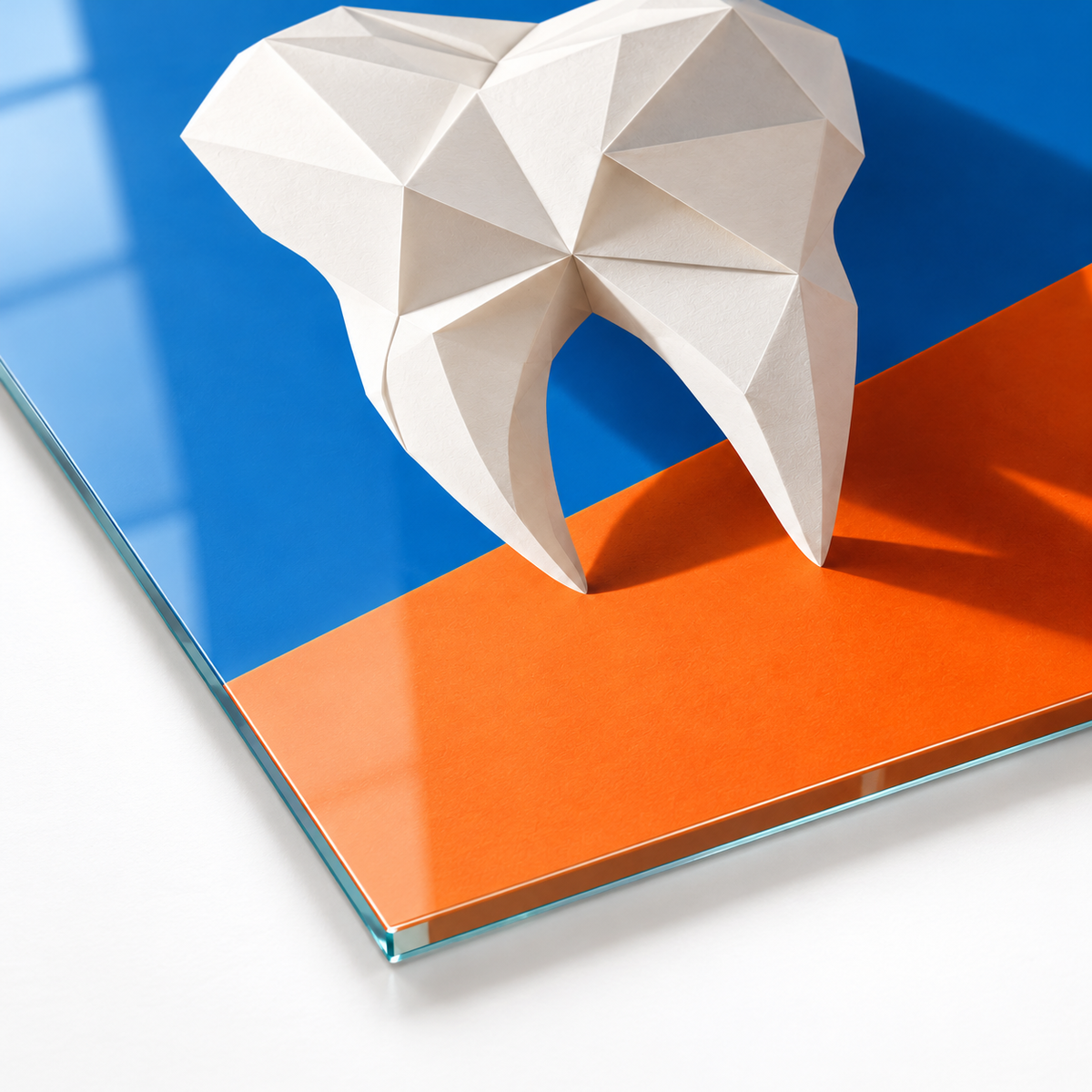 Origami Gülüş Dikey Cam Tablo – 4 mm cam kenarı detayı