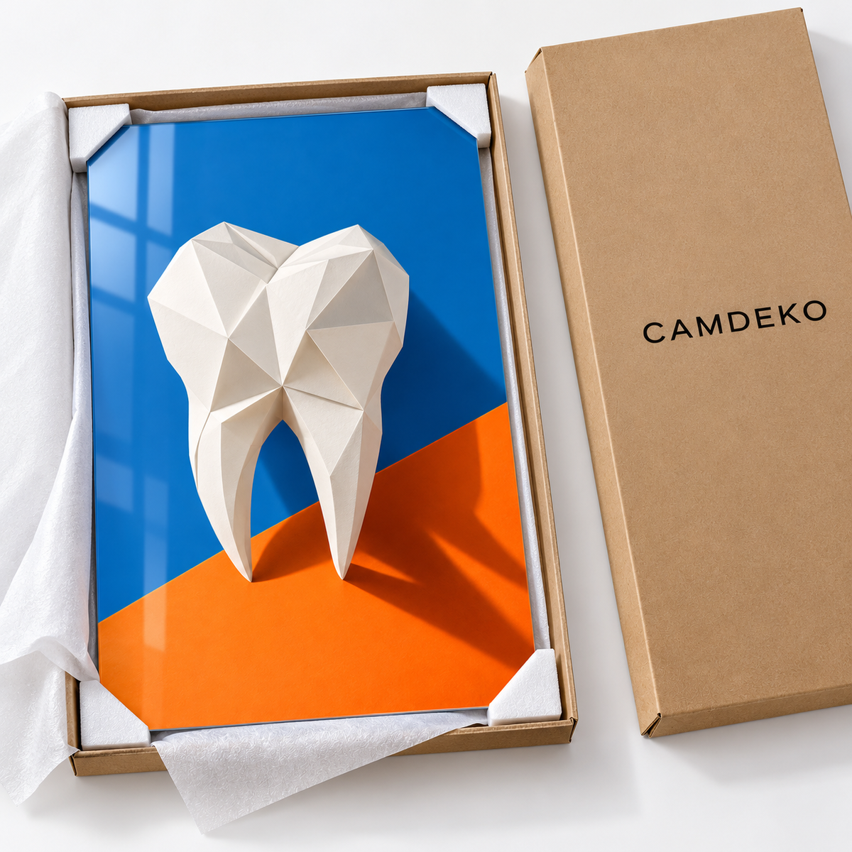 Origami Gülüş Dikey Cam Tablo – CAMDEKO koruyucu paketleme