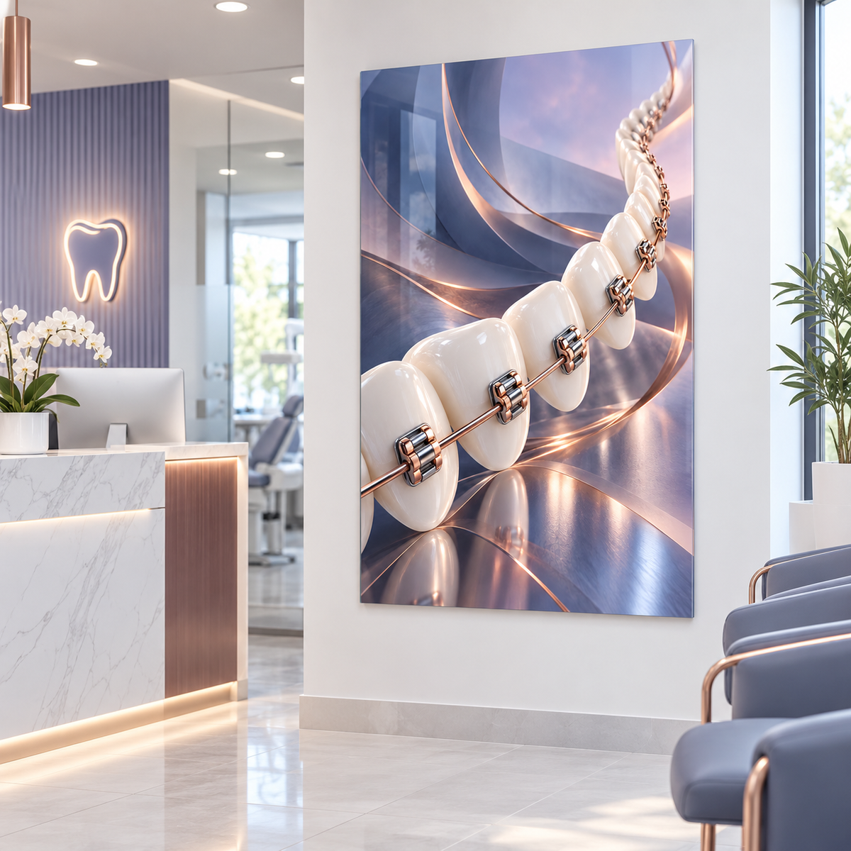 Ortodontik Ritim Dikey Cam Tablo – Diş kliniği resepsiyonu