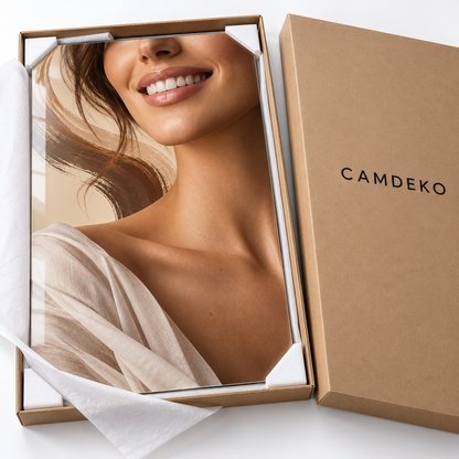 Gülüşün İmzası Dikey Cam Tablo – CAMDEKO koruyucu paketleme