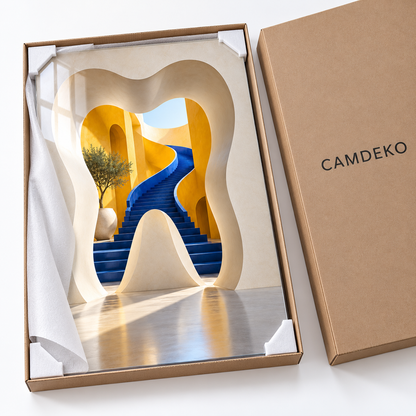Gülüşe Açılan Kapı Dikey Cam Tablo – CAMDEKO koruyucu paketleme